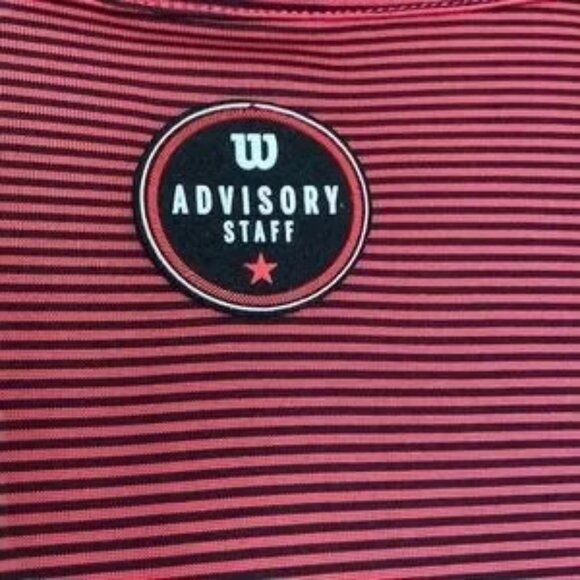 Wilson Staff Pin Stripe Polo Golf Shirt Red and Black Large NWOT - Picture 7 of 9